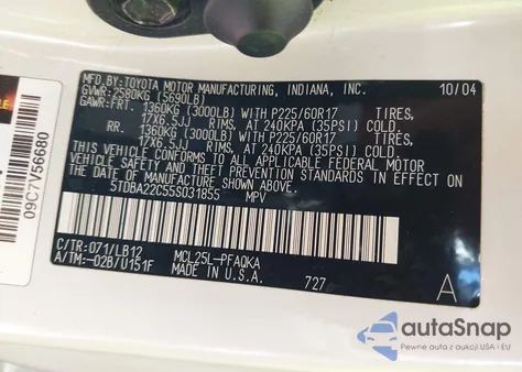 2005 Toyota Sienna Xle Limited from USA, damaged, VIN 5TDBA22C55S031855